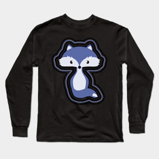 Cute fox in blue Long Sleeve T-Shirt